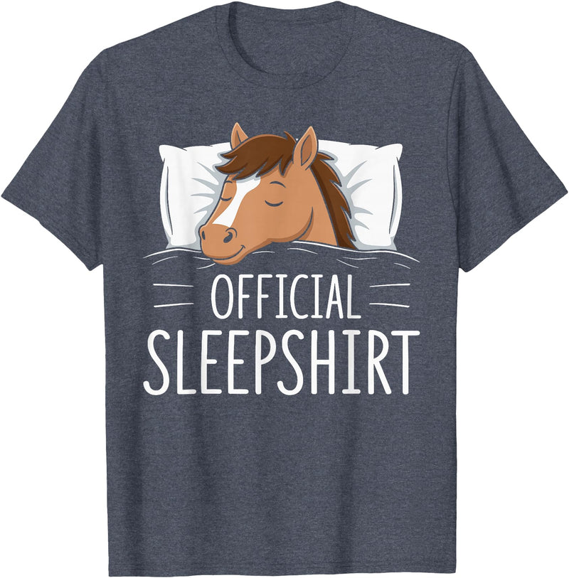 Nightgown Pajama Animals Designs & Gift Ideas Official Sleepshirt Sleeping Horse Lovers Pajama T-Shirt - Heather Blue