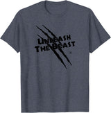 UNLEASH THE BEAST Gym Rabbit Workout Motivation T-Shirt in Heather Blue