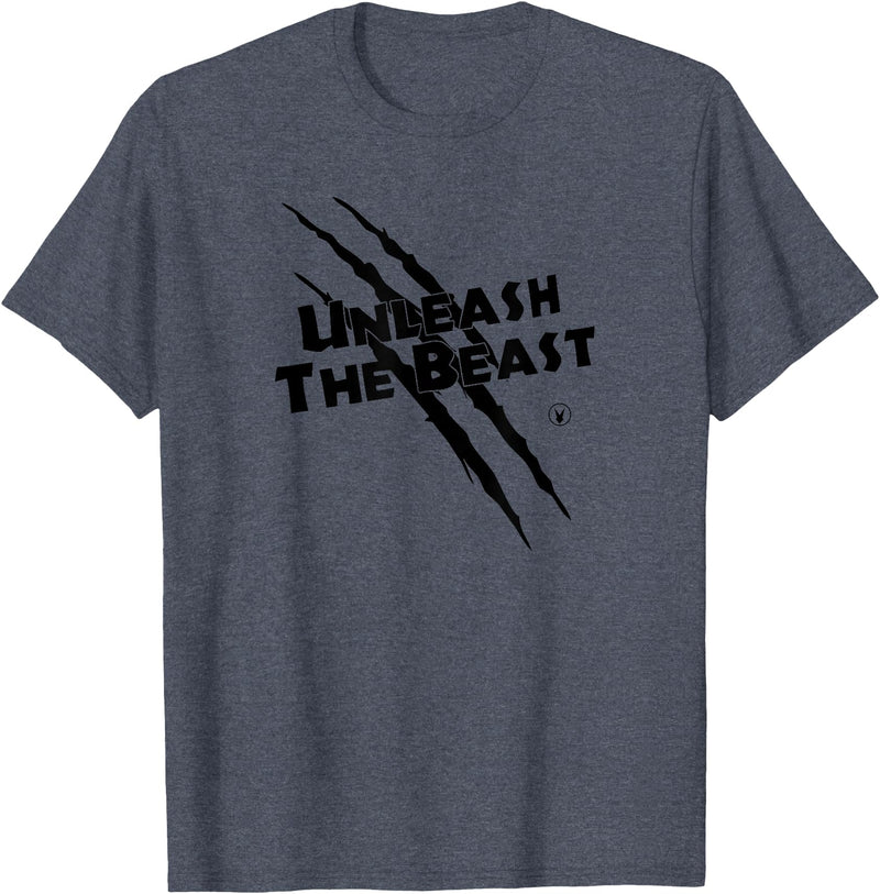 UNLEASH THE BEAST Gym Rabbit Workout Motivation T-Shirt in Heather Blue