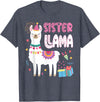 Family Matching Llama Birthday Party Supplies Sister Llama Sister Of The Birthday Llama Birthday T-Shirt - Heather Blue