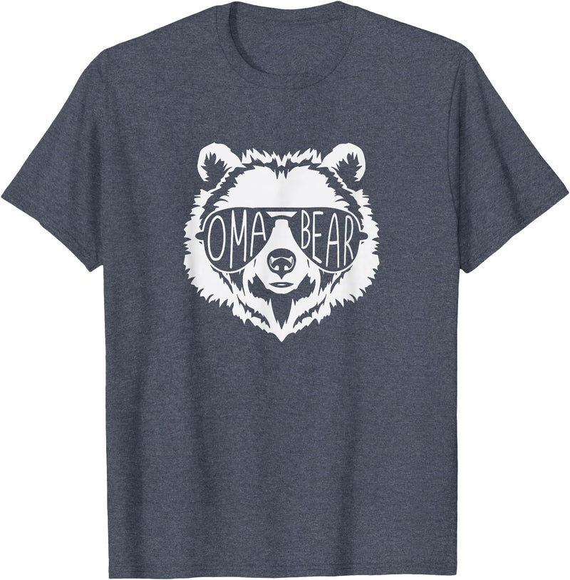 oma Bear Family Apparel Grandma Bear Face with Sunglasses T-Shirt - Heather Blue
