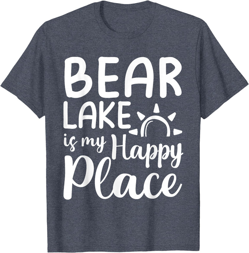 Lake Gifts & Accessories Bear Lake Is My Happy Place - Camping Nature Outdoor Lake T-Shirt - Heather Blue