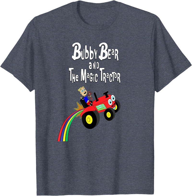 Strange Planet Apparel Bubby Bear and the Magic Tractor T-Shirt - Heather Blue
