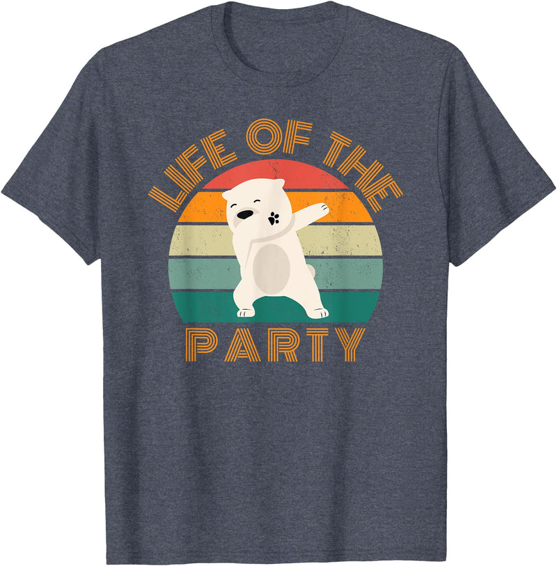 Christmas party cute bear dab dancing Life of the party, dabbing polar bear, birthday, Christmas T-Shirt - Heather Blue