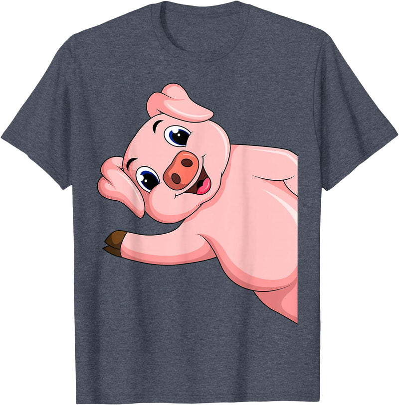 Funny Pig Lover & Owner Gift Ideas Pig Swine Kids Boys Girls Women T-Shirt - Heather Blue