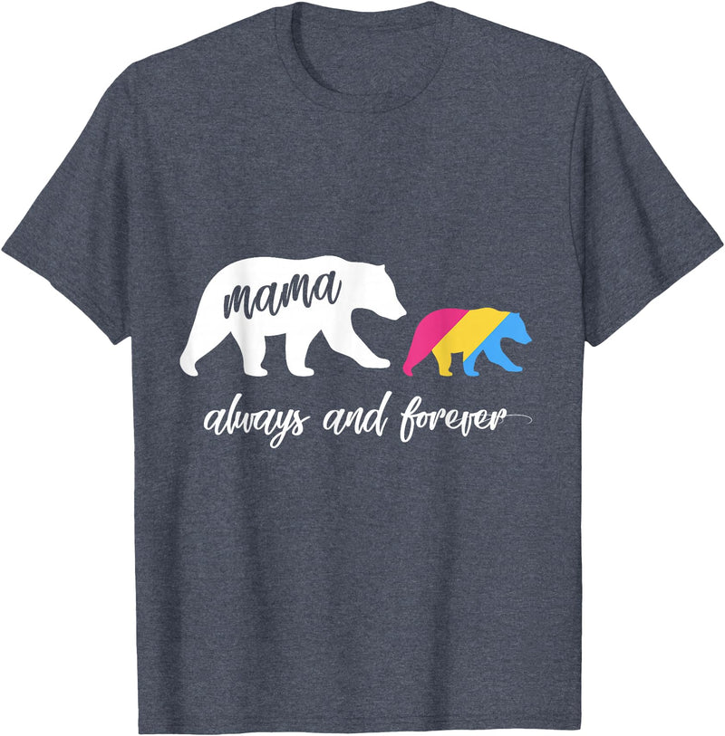 Cute Pansexual and Bisexual Mama Gift Tee Cute Pansexual Mama Bear T-Shirt - Heather Blue