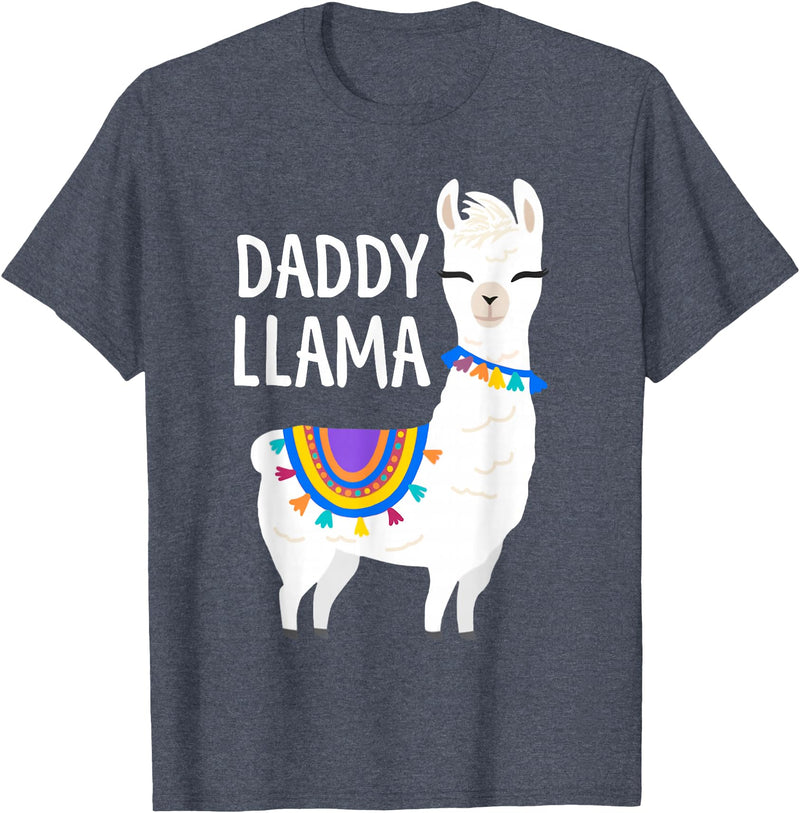 Birthday Llama Shirts Gift Daddy Llama Funny Father's Day Shirt Men, Dad, Dad Birthday T-Shirt - Heather Blue