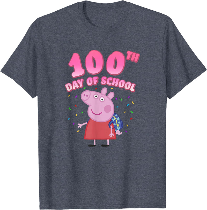 Peppa Pig 100th Day Of School Celebration Confetti T-Shirt - Heather Blue