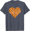 Giraffe Heart Graphic Apparel Giraffe Heart Cute Giraffe Lover Love T-Shirt - Heather Blue