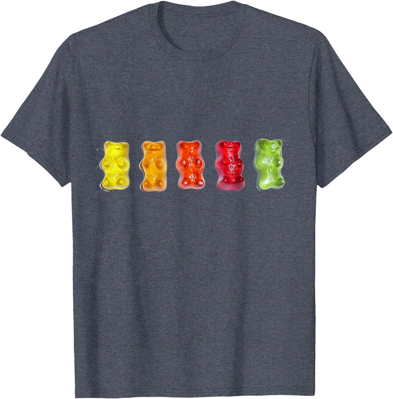 ArtAttack Unisex Classic Fit Gummy Bear Cartoon T-Shirt, Black, Small - Heather Blue
