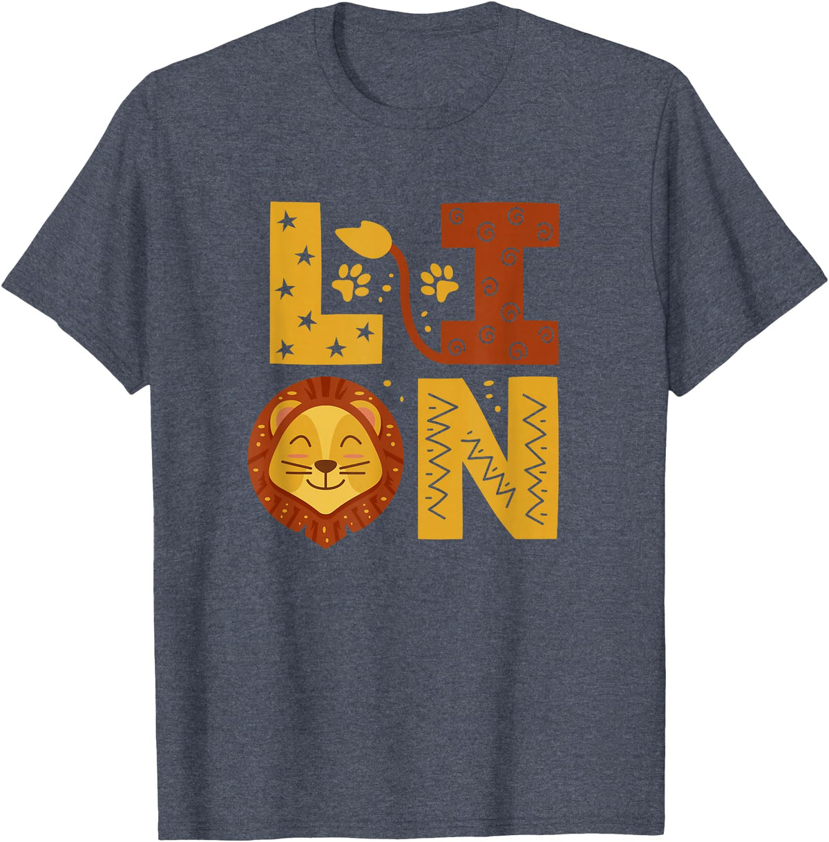 SHIRTSIDE Lion Lion Wild Animal Lover T-Shirt - Heather Blue
