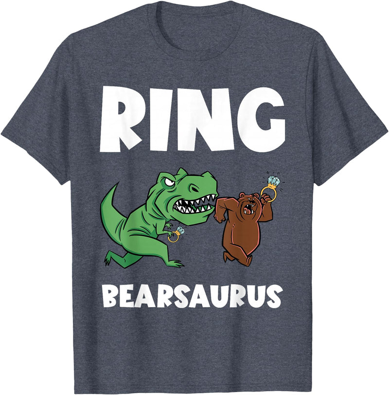 Funny Ring Bearer Wedding Ring Funny Ring Bearer Security Bear Dino Wedding Party Ring T-Shirt - Heather Blue