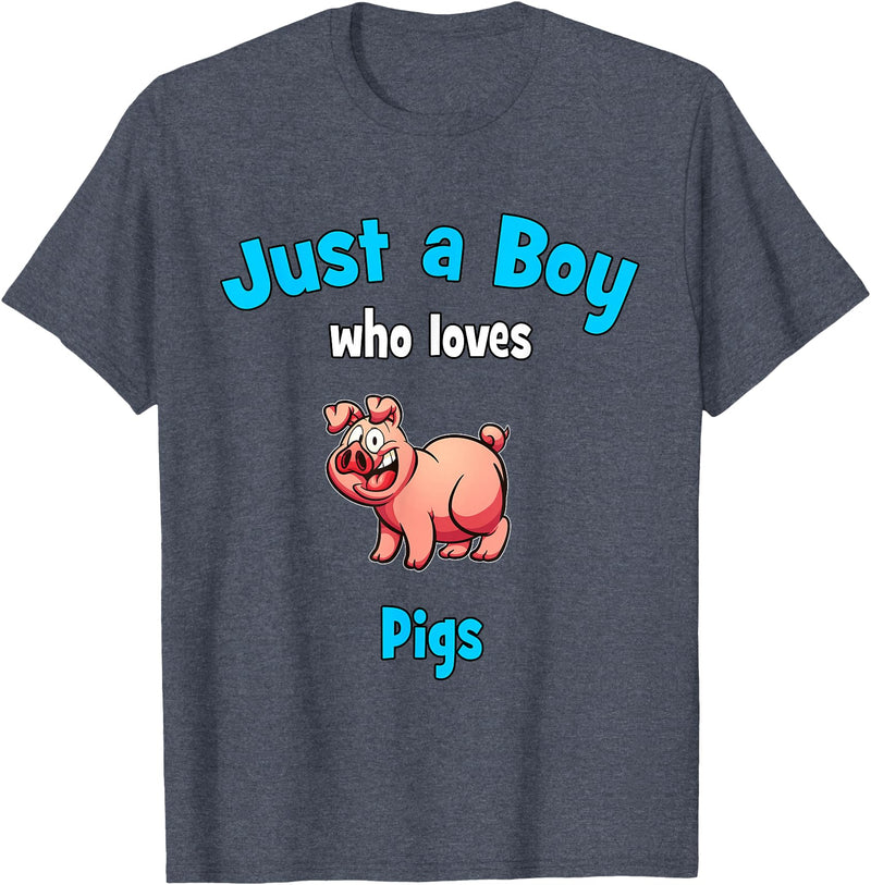 Boys Pig Shirts & Gifts for Kids Pig Shirt for Boys | Children's Pig T-Shirt - Heather Blue