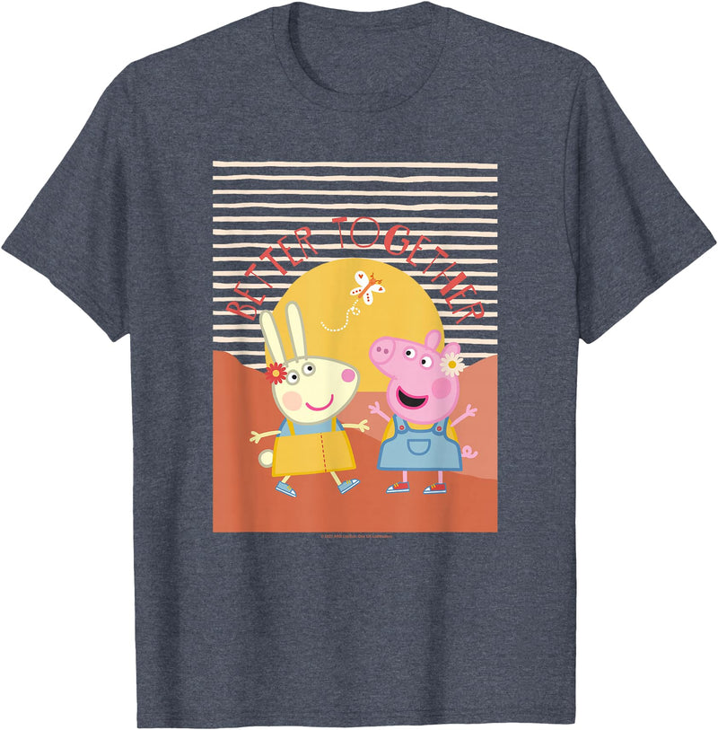 Peppa Pig Better Together Rebecca Rabbit Retro Portrait T-Shirt - Heather Blue