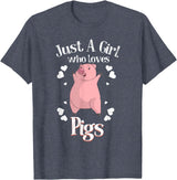 Cool Animal Farmers Year Of Pig Women Girl Designs Funny Just A Girl Who Loves Pigs Gift | Cute Mini Piggy Kids T-Shirt - Heather Blue