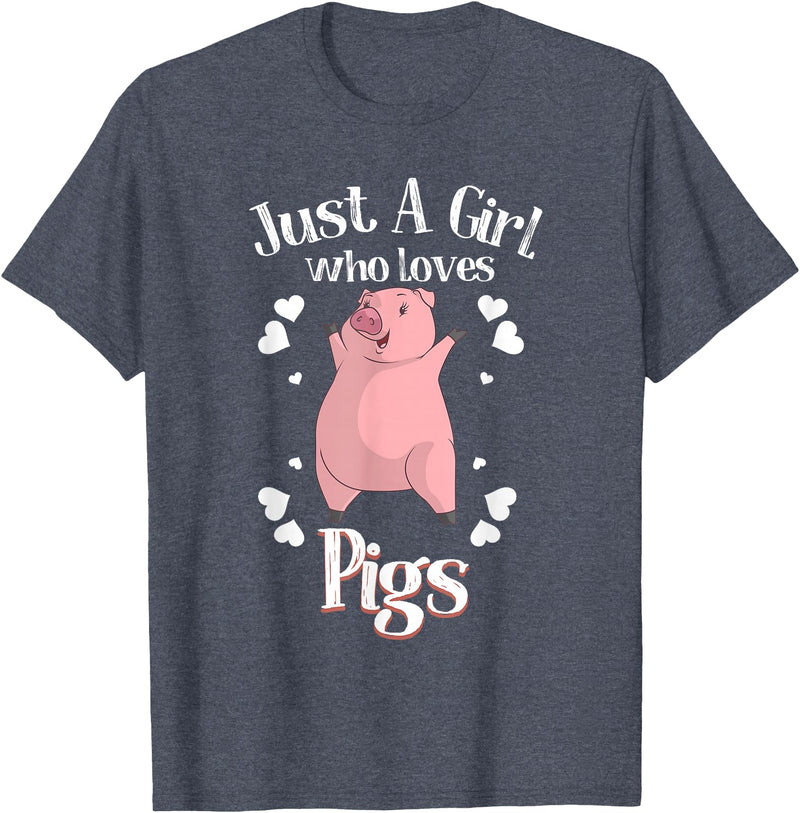 Cool Animal Farmers Year Of Pig Women Girl Designs Funny Just A Girl Who Loves Pigs Gift | Cute Mini Piggy Kids T-Shirt - Heather Blue