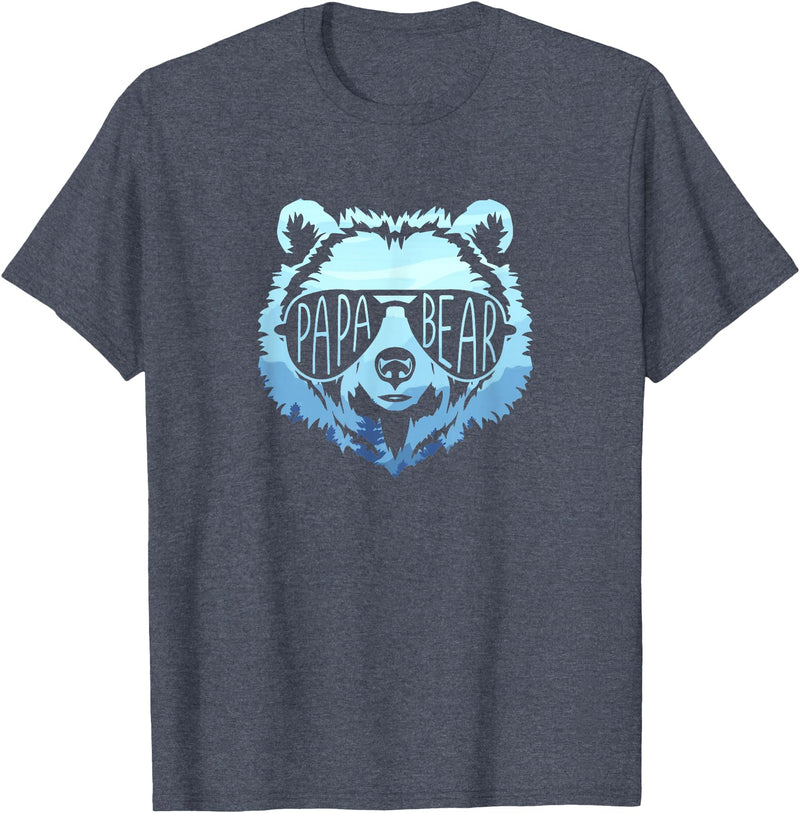 papa Grizzly in sunglasses Papa Bear Vintage Graphic T-Shirt - Heather Blue