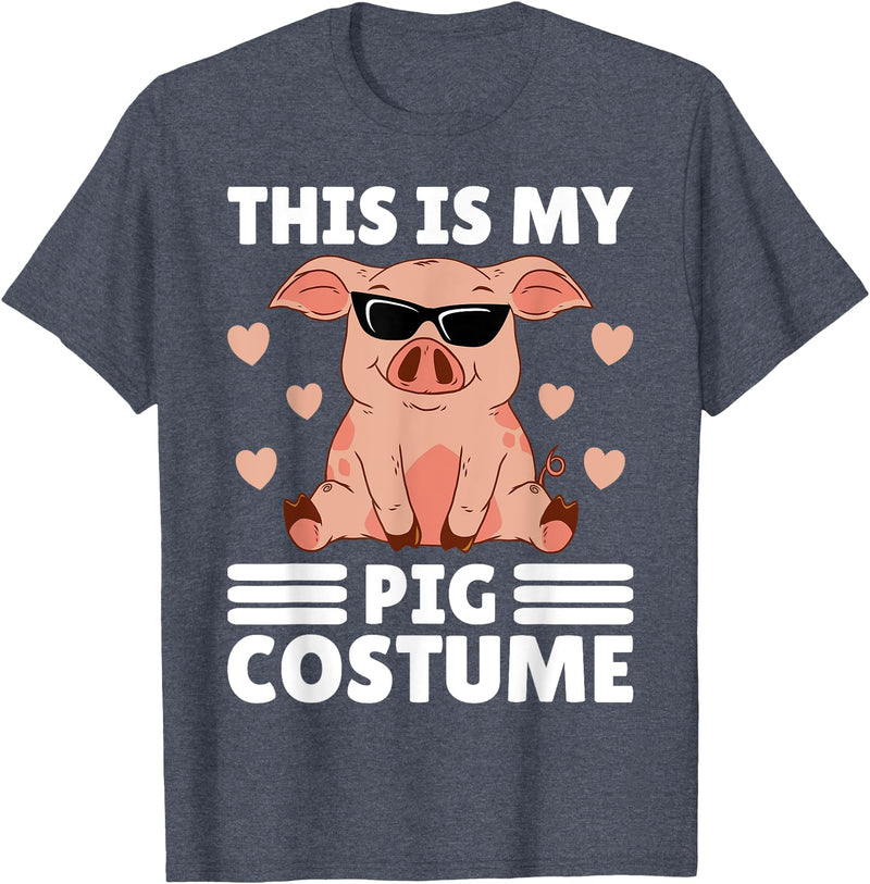 Funny Pig Costume For Women Or Girls This is My My Pig Costume Women Pig Stuff Funny Farmer Girl T-Shirt - Heather Blue