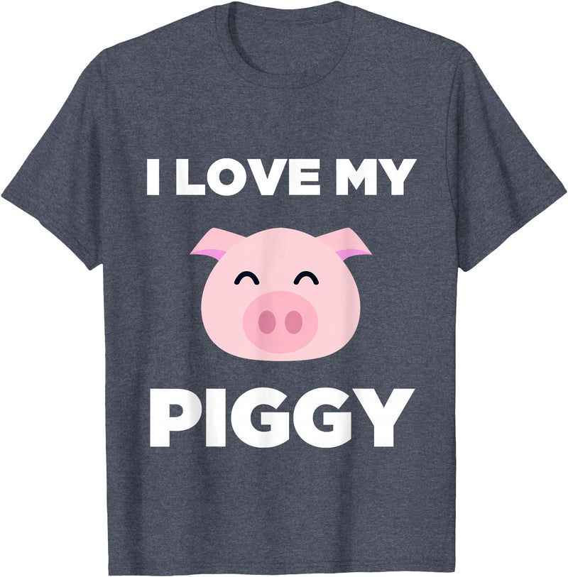 Adorable Fat Animals Tees I Love My Piggy - Funny Pet Pig Lover Cute T-Shirt T-Shirt - Heather Blue