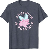 Inspire and Motivate Designs for Real Life Womens, Pigs Fly, cute and funny ALL THINGS ARE POSSIBLE T-Shirt - Heather Blue