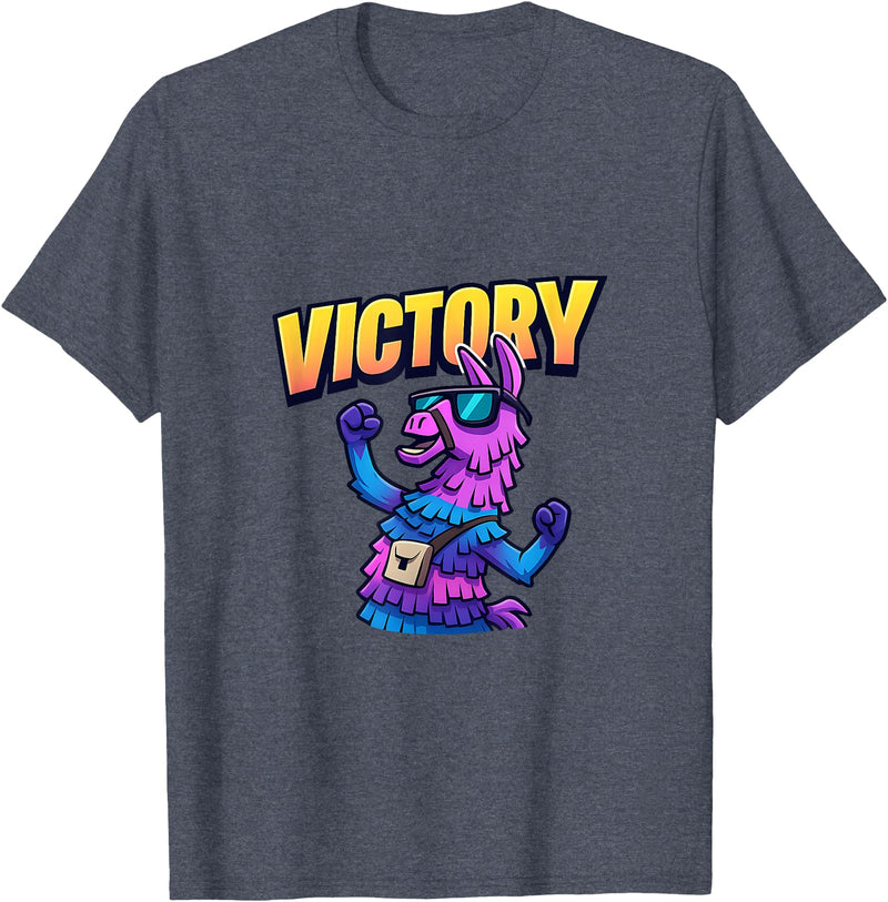 PixelLlama Victory Gaming Victory Llama T-Shirt - Heather Blue