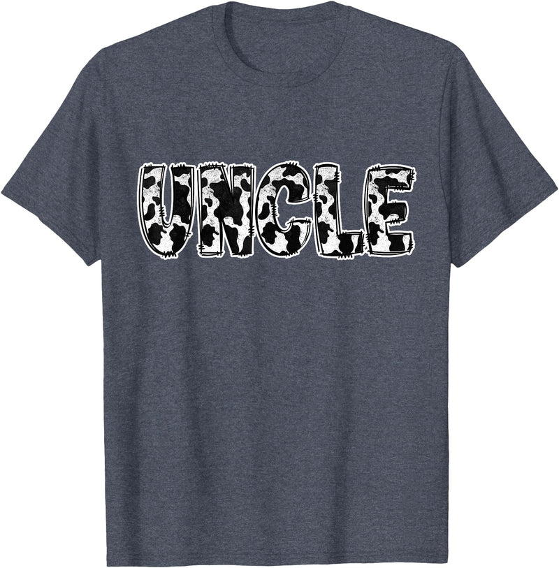 Cow Print Designs for the whole Family Uncle Cow Pattern Cow Print T-Shirt - Heather Blue