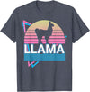 Llama Gifts Llama Alpaca Retro T-Shirt - Heather Blue