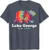 Lake George NY Bear Tie Dye New York Vacation T-Shirt - Heather Blue