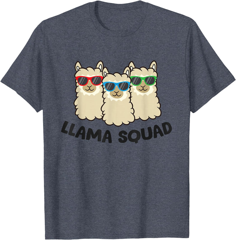 Llama Gifts For Llama Lovers Llama Squad Team Llama Matching Sunglasses LLamas T-Shirt - Heather Blue