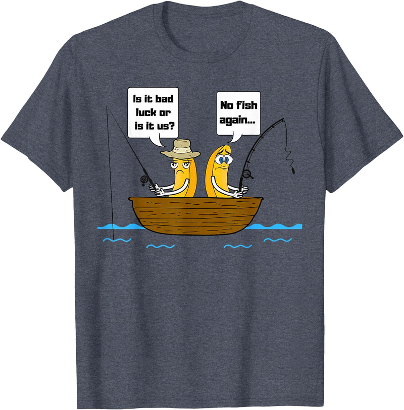Lord of Leisure No Bananas on the Boat Fishing T-shirt T-Shirt - Heather Blue