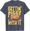 Hadley Designs Gettin' Piggy With It, Farm Animals, Hog Lover, I Love Pigs T-Shirt - Heather Blue