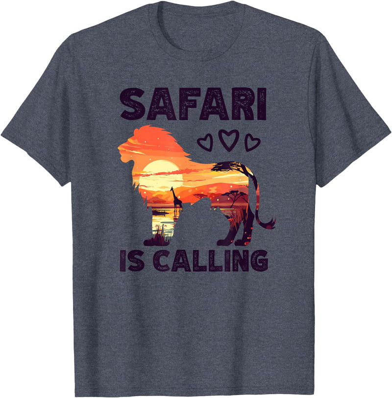 Special Lion Safari Gifts Lion Safari Is Calling T-Shirt - Heather Blue