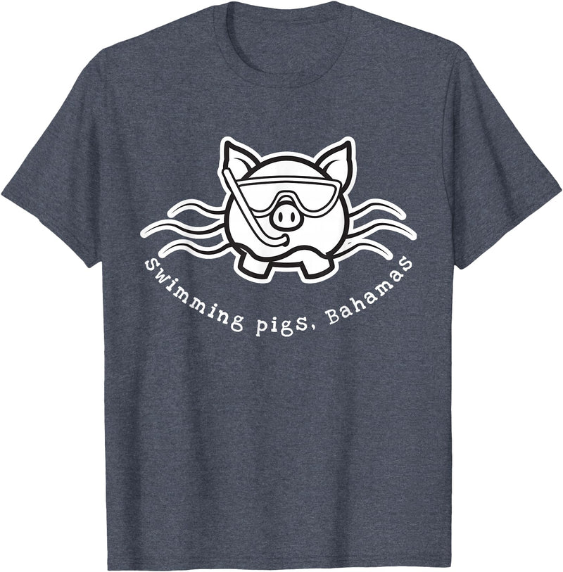 Bahamas Swimming Pigs Bahamas Swimming Pig with Mask and Snorkel T-Shirt - Heather Blue