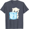 Cute Polar Bear Ice Cube Arctic Kawaii Adorable Baby Polar Bear Hugging Big Ice Cube T-Shirt - Heather Blue