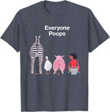 Everyone Poops Funny Zebra Pig Toilet Humor Tees Everyone Poops Funny Zebra Pig Toilet Humor T-Shirt - Heather Blue