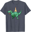 cute funny Llama Gifts and more Alpaca Llama riding Dinosaur T-Rex T-Shirt - Heather Blue