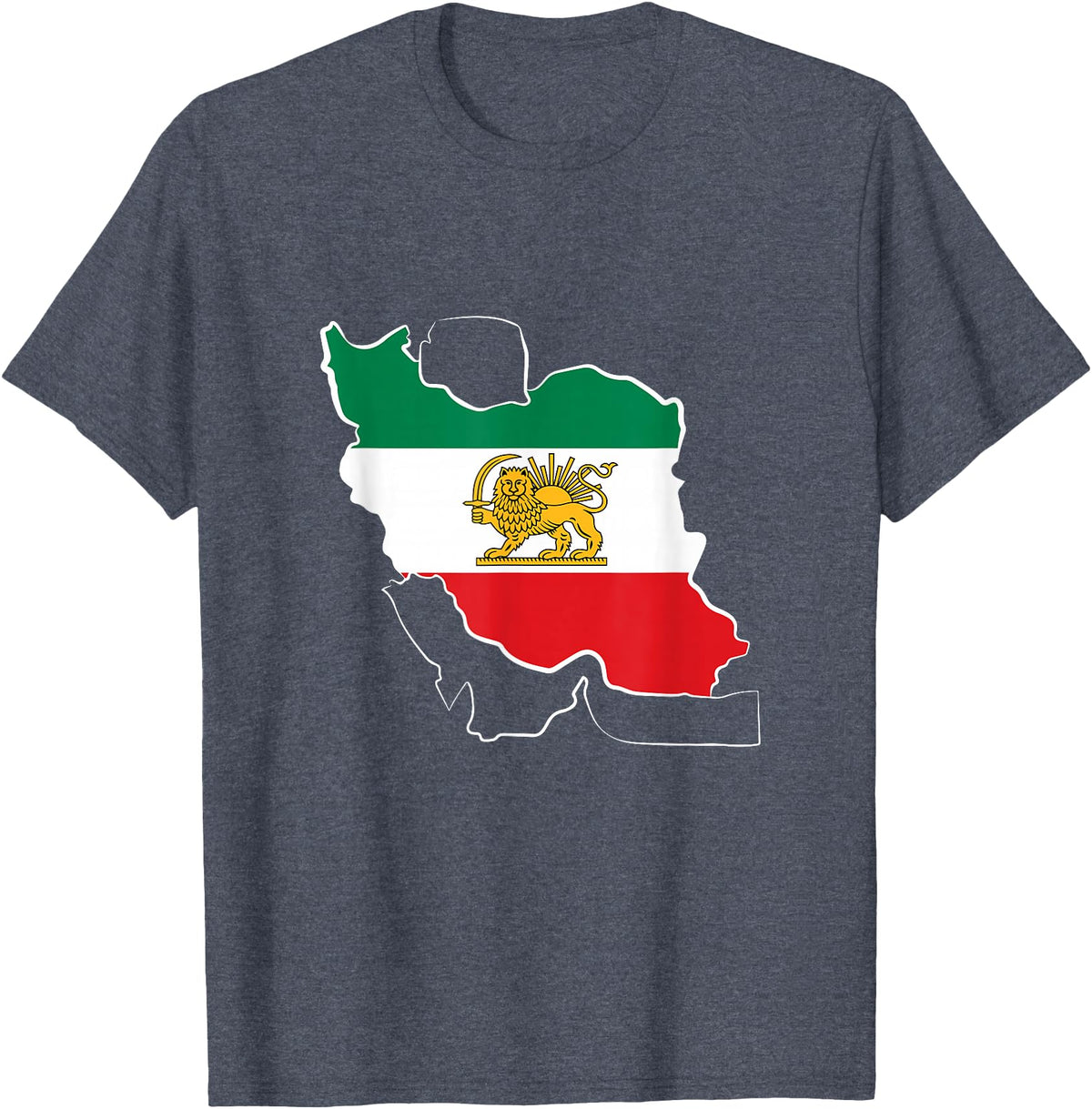 ToranjDesignArt Lion and Sun - Shir Khorshid -Iran Flag- Persian T-Shirt - Heather Blue