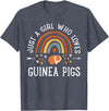 Cute Clothing With Guinea Pigs For Girls Just A Girl Who Loves Guinea Pigs Rainbow Gifts Cavy Lover T-Shirt - Heather Blue