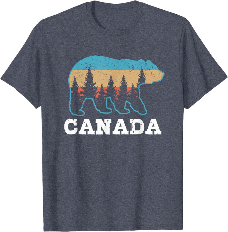 Canada Vintage Souvenirs & Gifts Canada Vintage Grizzly Bear Nature Souvenir Gift T-Shirt - Heather Blue