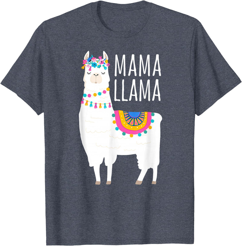 Mama Llama Lover Gifts by Memme Mama Llama Shirt for Women T-Shirt - Heather Blue