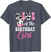 Vintage Retro Birthday Gigi Of The Birthday Girl Farm Cow 1St Birthday Girl T-Shirt - Heather Blue