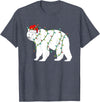 Funny Christmas Polar Bear Holiday Gifts Polar Bear Christmas Santa Hat Lights Xmas Gifts T-Shirt - Heather Blue