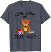 Teddy Bears, Cute Teddy Bear Lover Gifts Adorable Teddy Bear Love Books and Teddy Bear Reading T-Shirt - Heather Blue