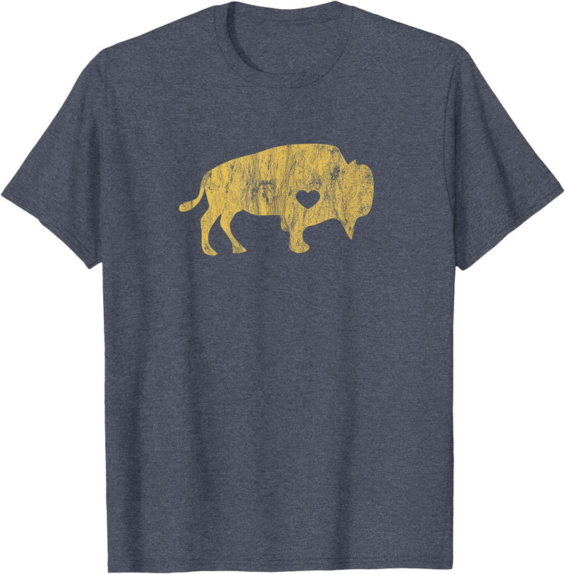 I Love Wild Buffaloes Gift Company I Love Buffaloes Golden Buffalo Bison Lover Gift Ideas T-Shirt - Heather Blue