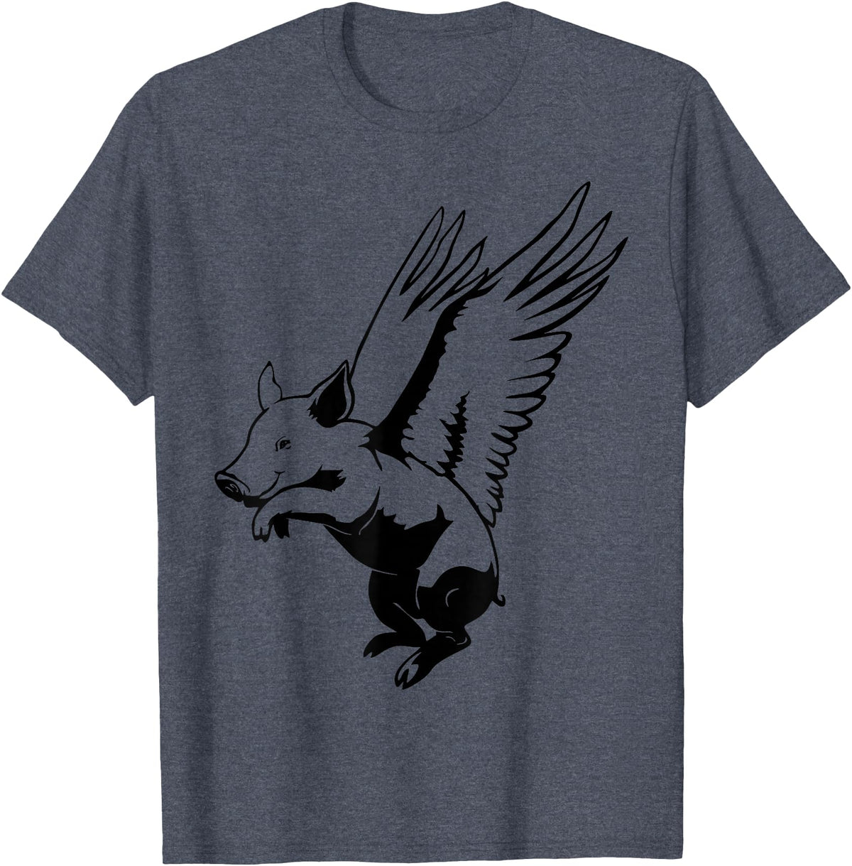 Flying Pig Funny Animals Flying Pig with Wings Fly Pig Lovers T-Shirt - Heather Blue