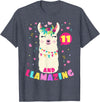 Llamazing Birthday Party Outfit Llama Lovers Llamazing 11 Years Old Girl Birthday Cute Llama Alpaca Kids T-Shirt - Heather Blue