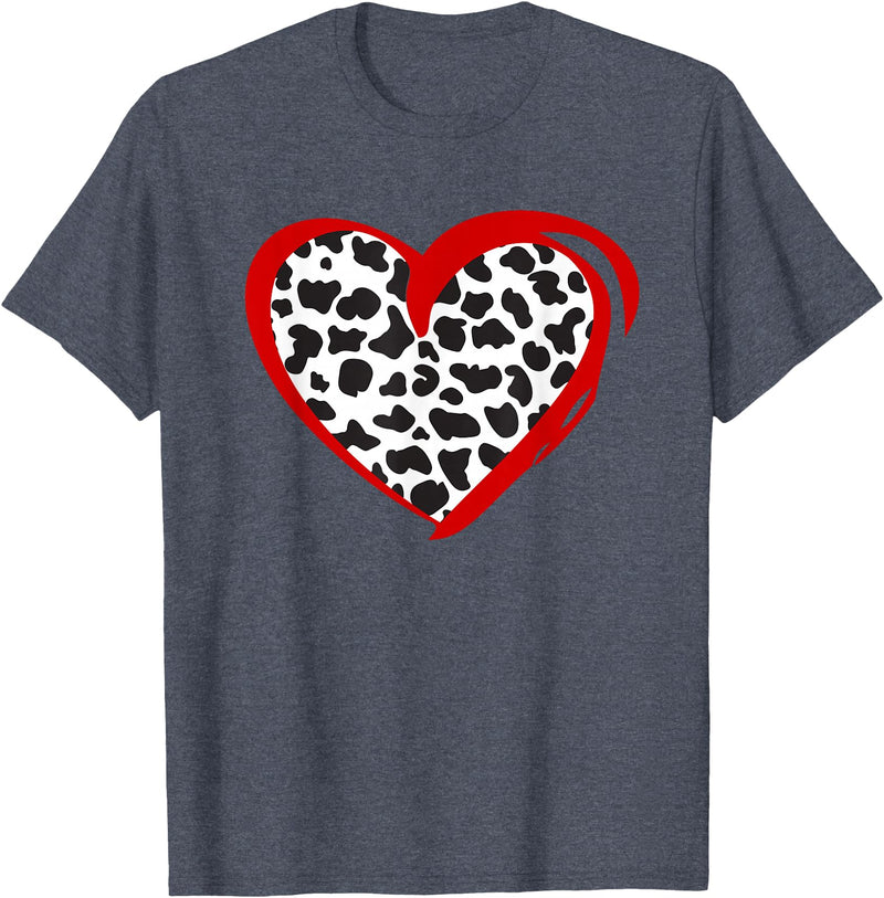 Cow Pattern Clothing for Cow Lover Heart Cow Print T-Shirt - Heather Blue
