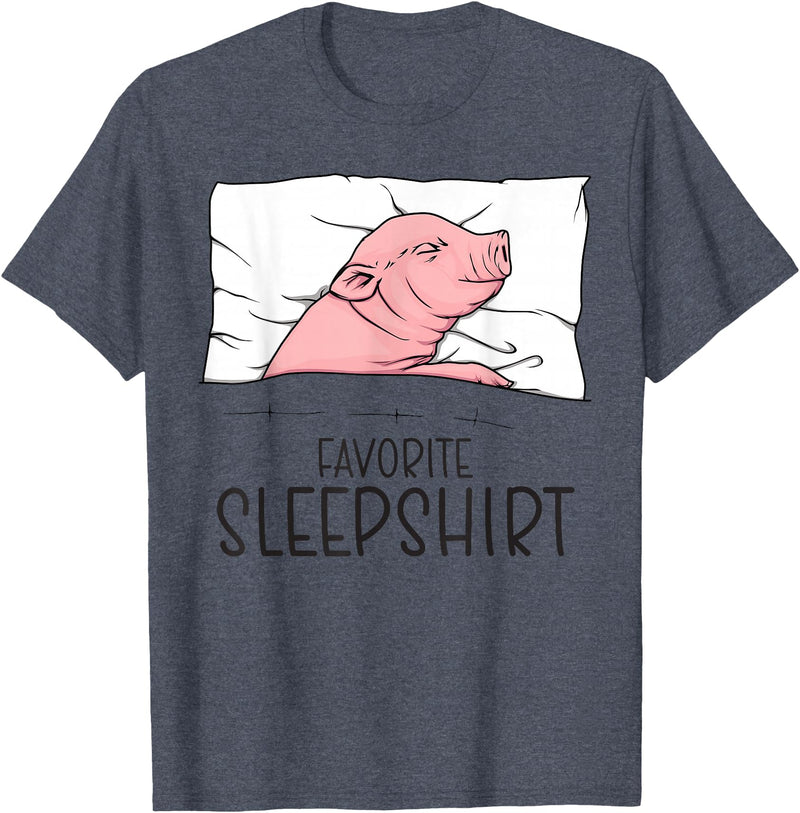 Sleeping & Napping Shirt Gifts For Nap Lovers Favorite Sleepshirt, Napping Pig, Piglet & Piggy Pajama T-Shirt - Heather Blue