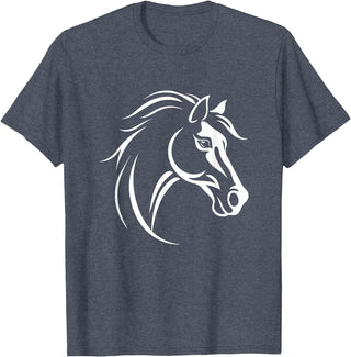 Horse Designs. Horse Equestrian Riding Graphic T-Shirt - Heather Blue