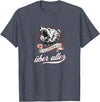 Not Quite Right California Über Alles with Roaring Grizzly Bear T-Shirt - Heather Blue